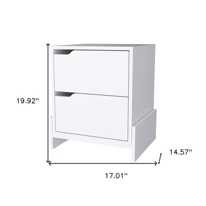 20" White Wood Two Drawer Nightstand