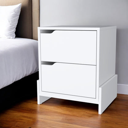 20" White Wood Two Drawer Nightstand