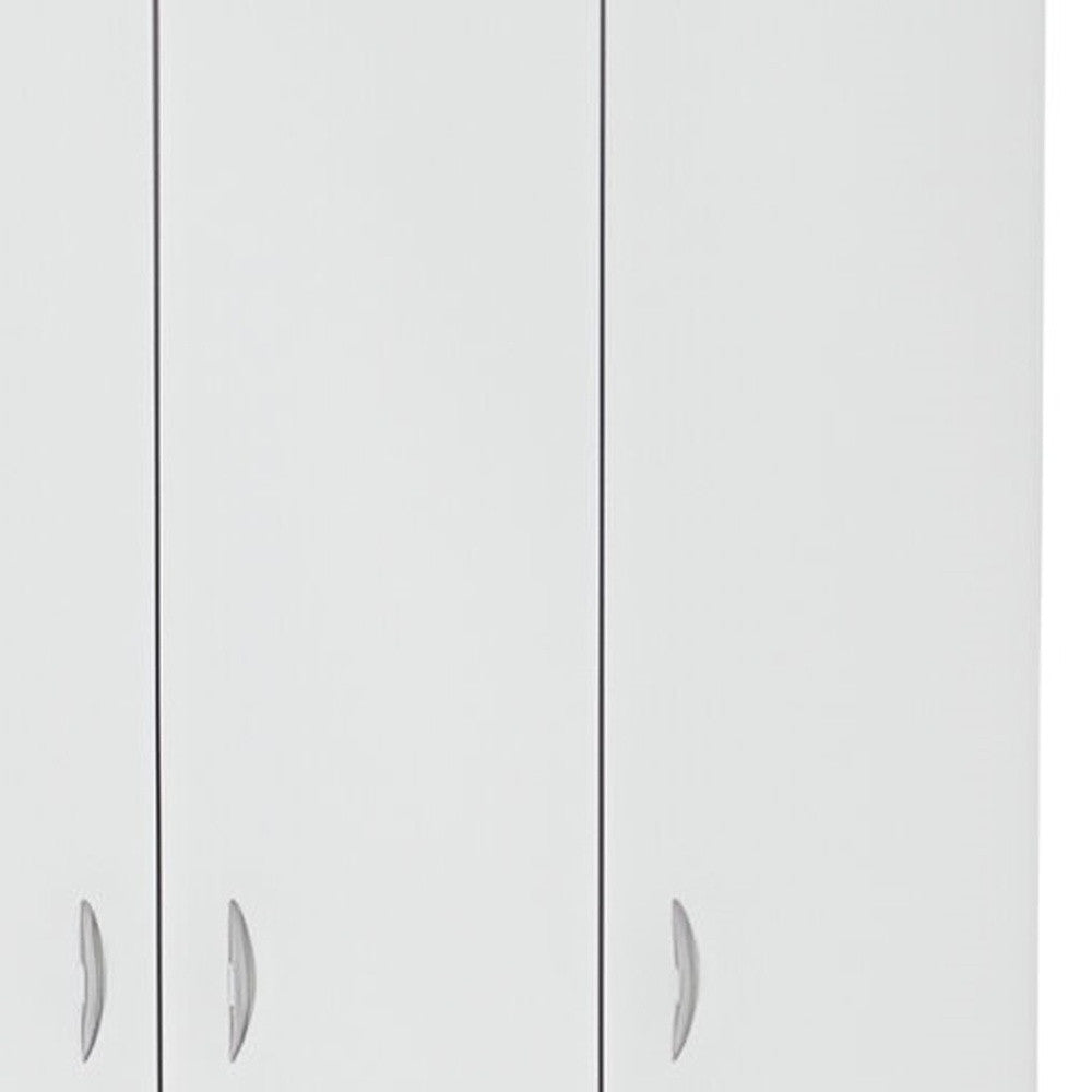 71" White Three Door Two Drawer Combo Dresser