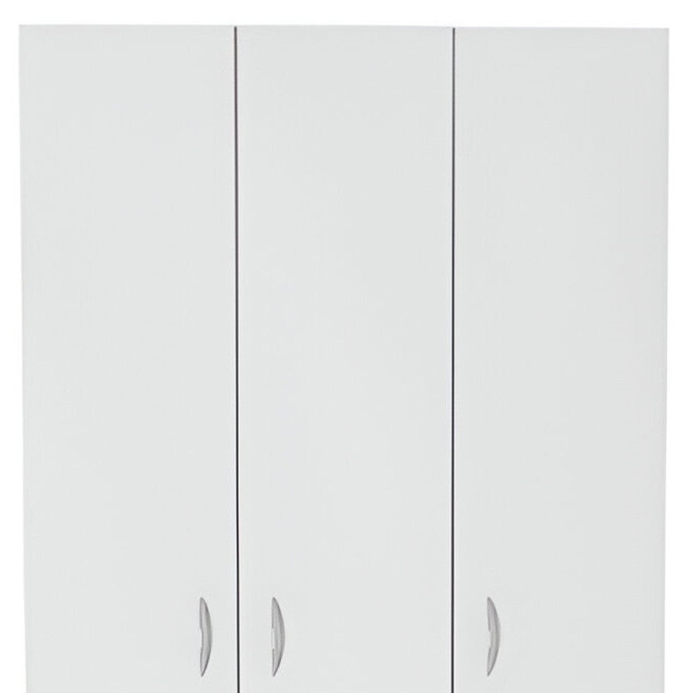 71" White Three Door Two Drawer Combo Dresser