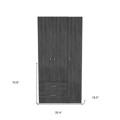 35" Dark Gray Two Drawer Combo Dresser