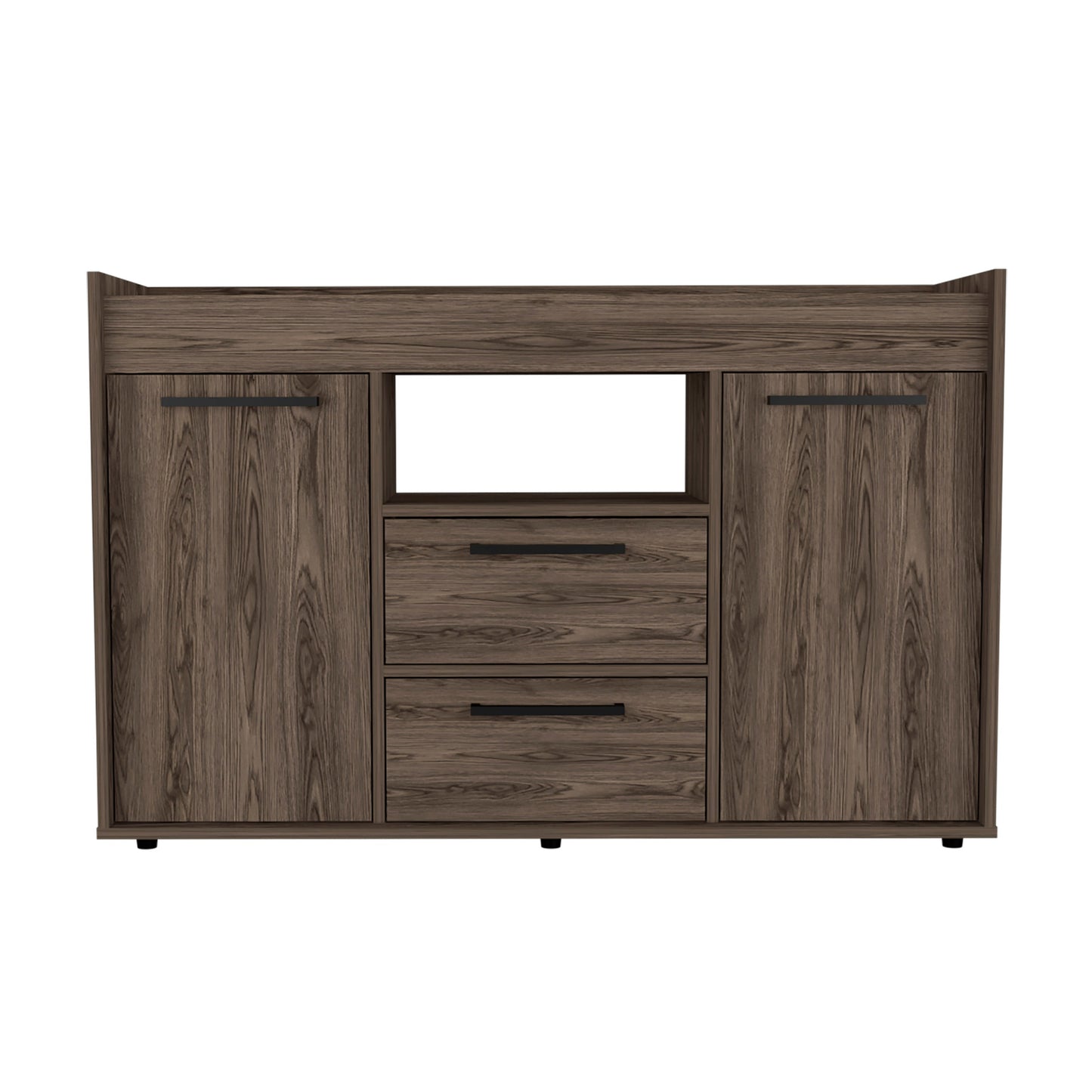 47" Walnut Wood Two Drawer Sideboard with Two Doors