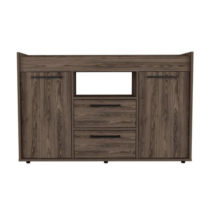 47" Walnut Wood Two Drawer Sideboard with Two Doors