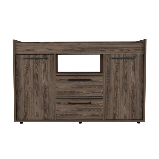 47" Walnut Wood Two Drawer Sideboard with Two Doors