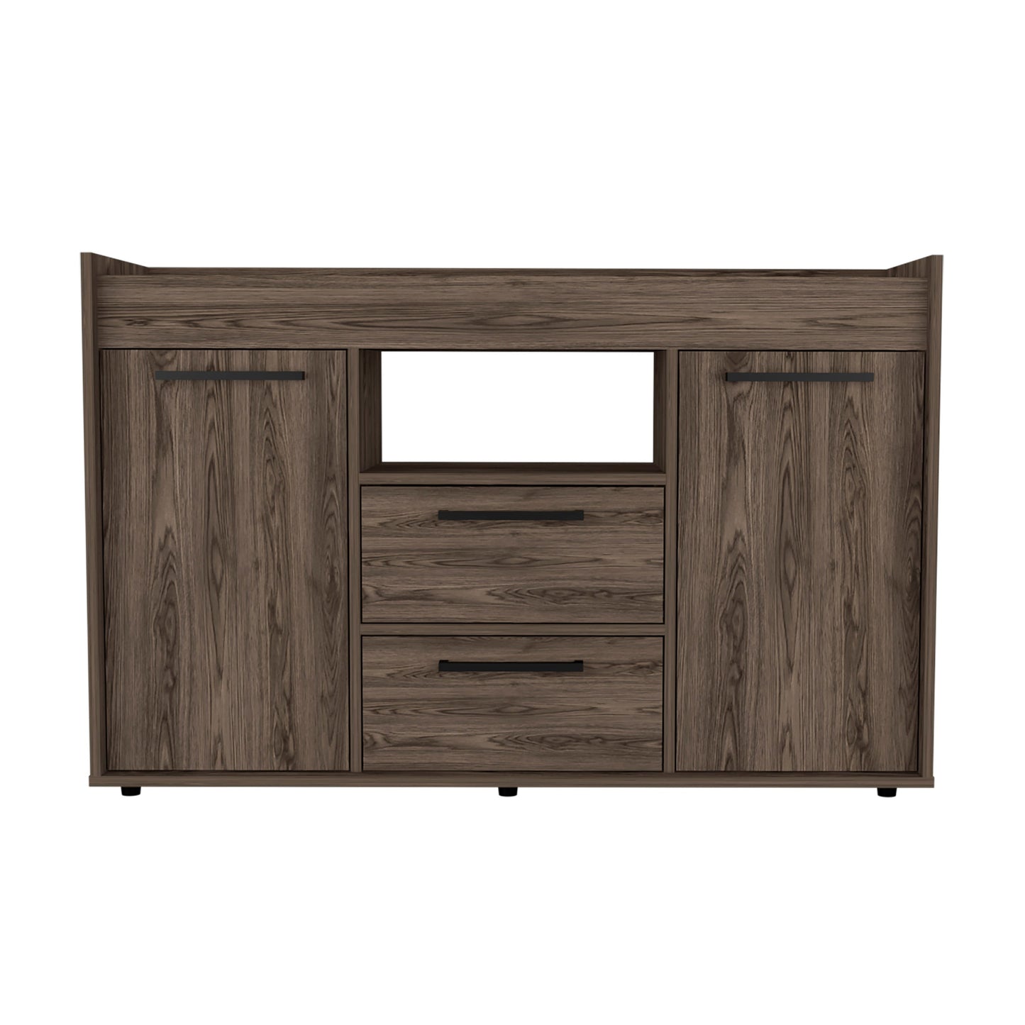 47" Walnut Wood Two Drawer Sideboard with Two Doors