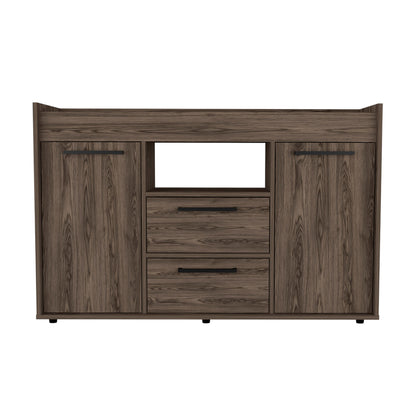 47" Walnut Wood Two Drawer Sideboard with Two Doors