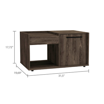 32" Brown Wood Coffee Table With Shelf
