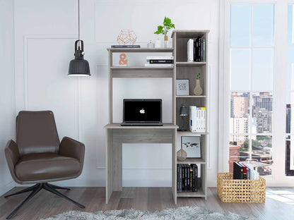 39" Light Gray Wood Writing Desk and Bookshelf Set