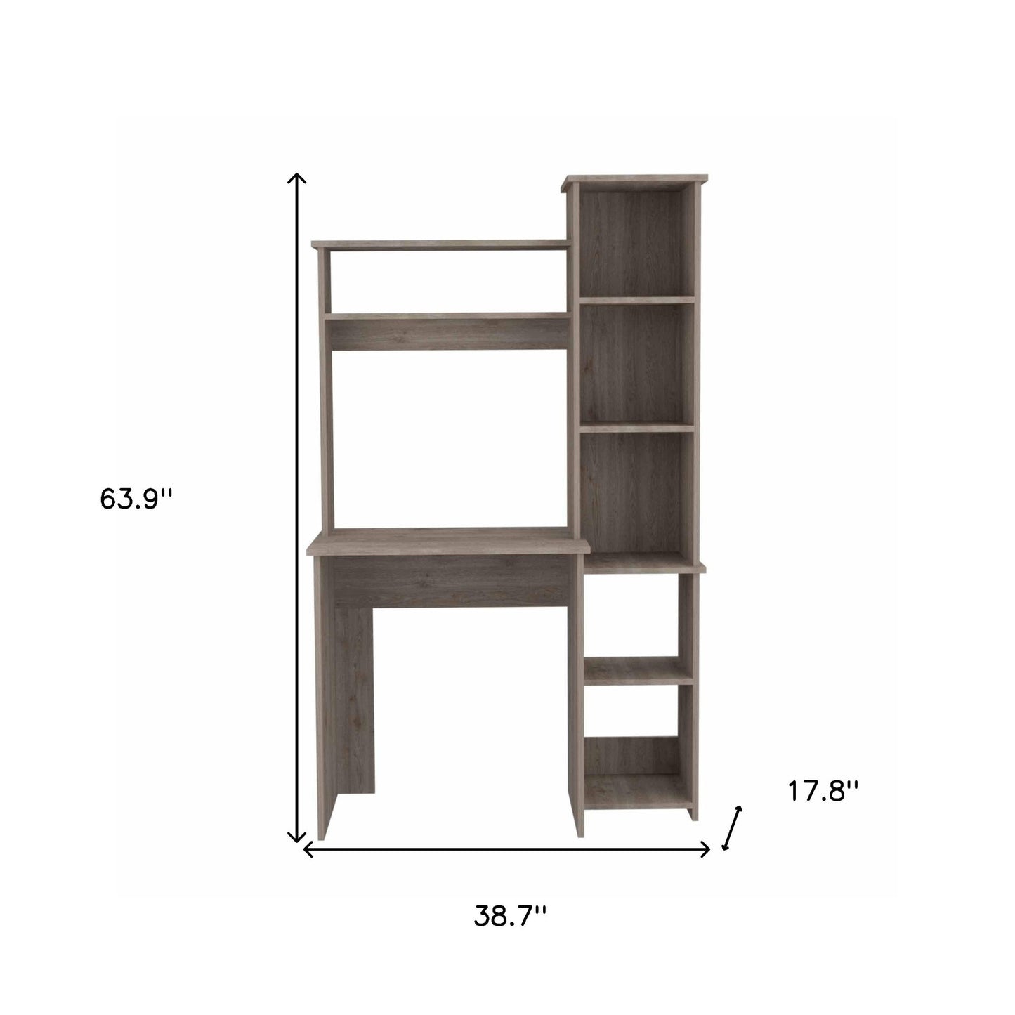 39" Light Gray Wood Writing Desk and Bookshelf Set