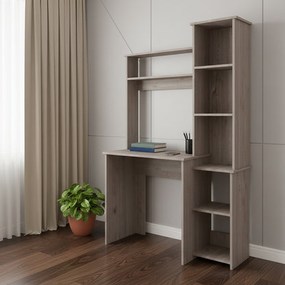 39" Light Gray Wood Writing Desk and Bookshelf Set
