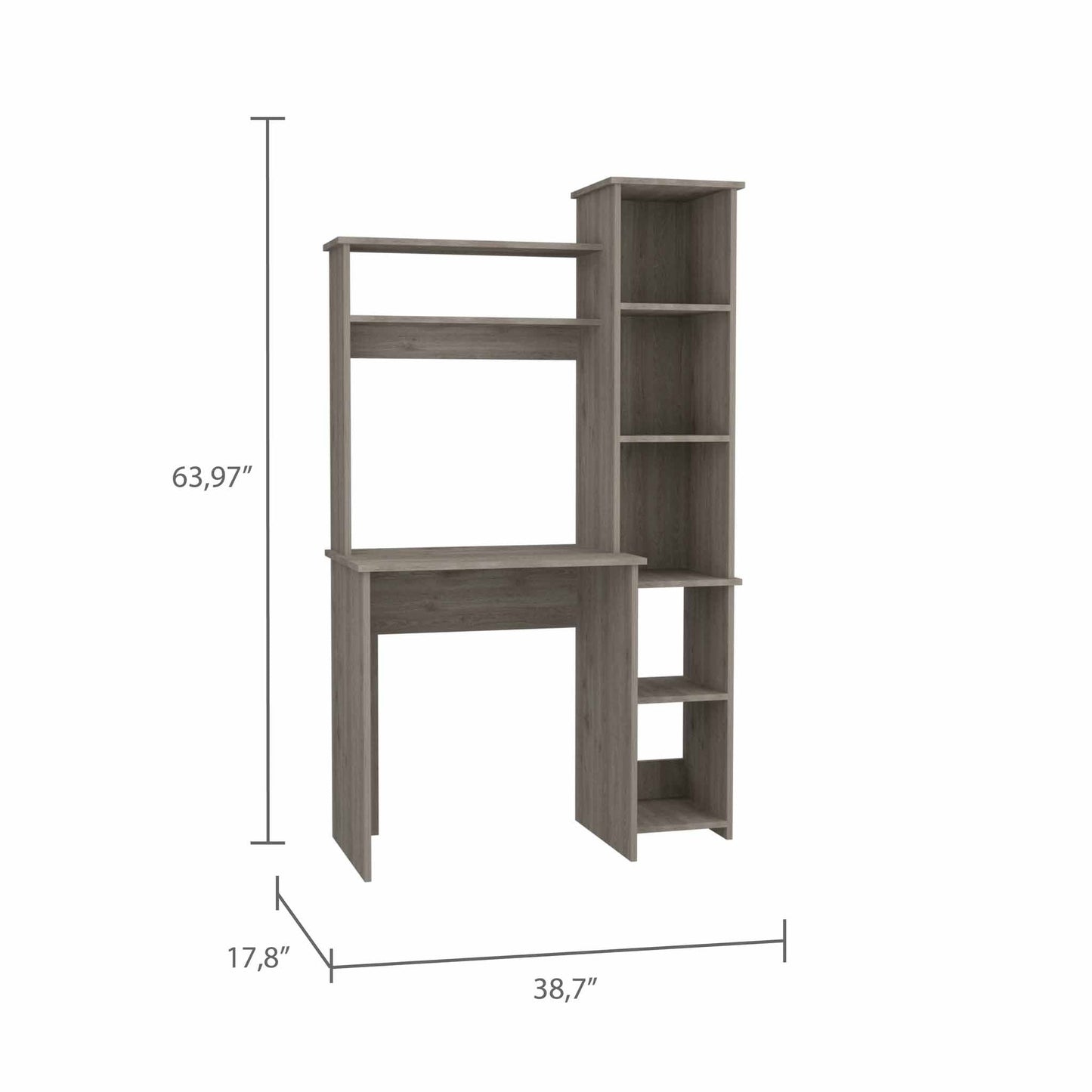 39" Light Gray Wood Writing Desk and Bookshelf Set