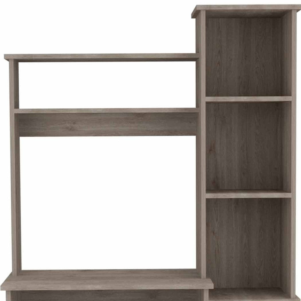 39" Light Gray Wood Writing Desk and Bookshelf Set