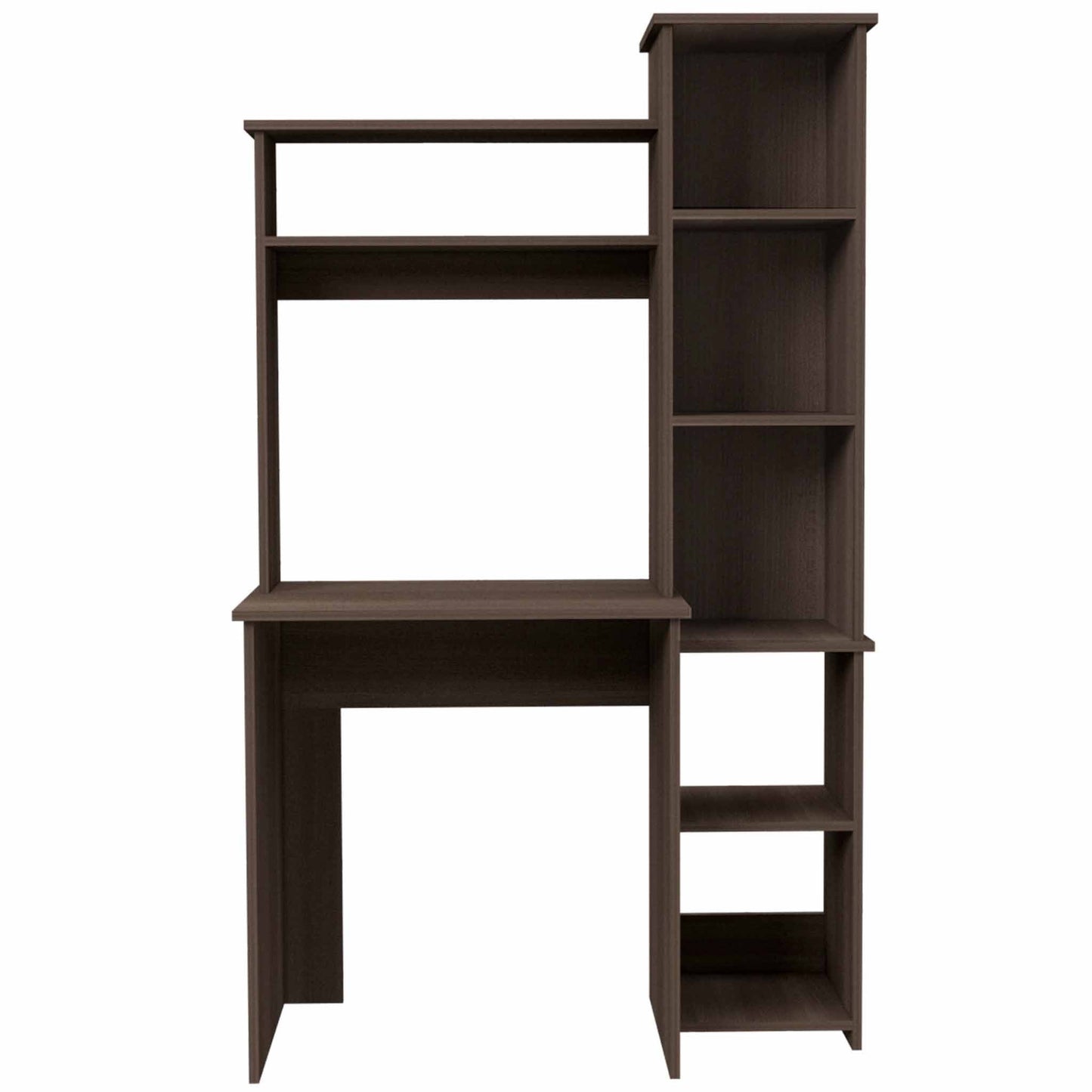 39" Dark Brown Wood Writing Desk and Bookshelf Set