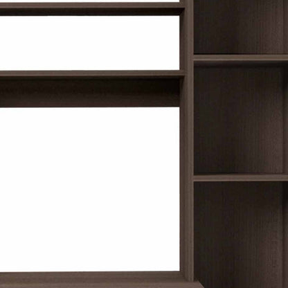 39" Dark Brown Wood Writing Desk and Bookshelf Set