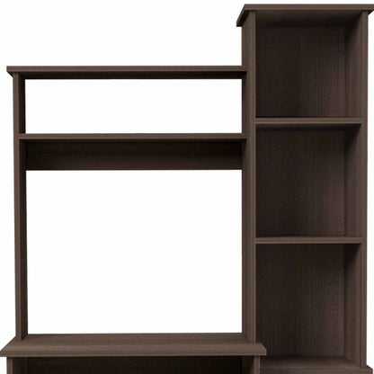 39" Dark Brown Wood Writing Desk and Bookshelf Set