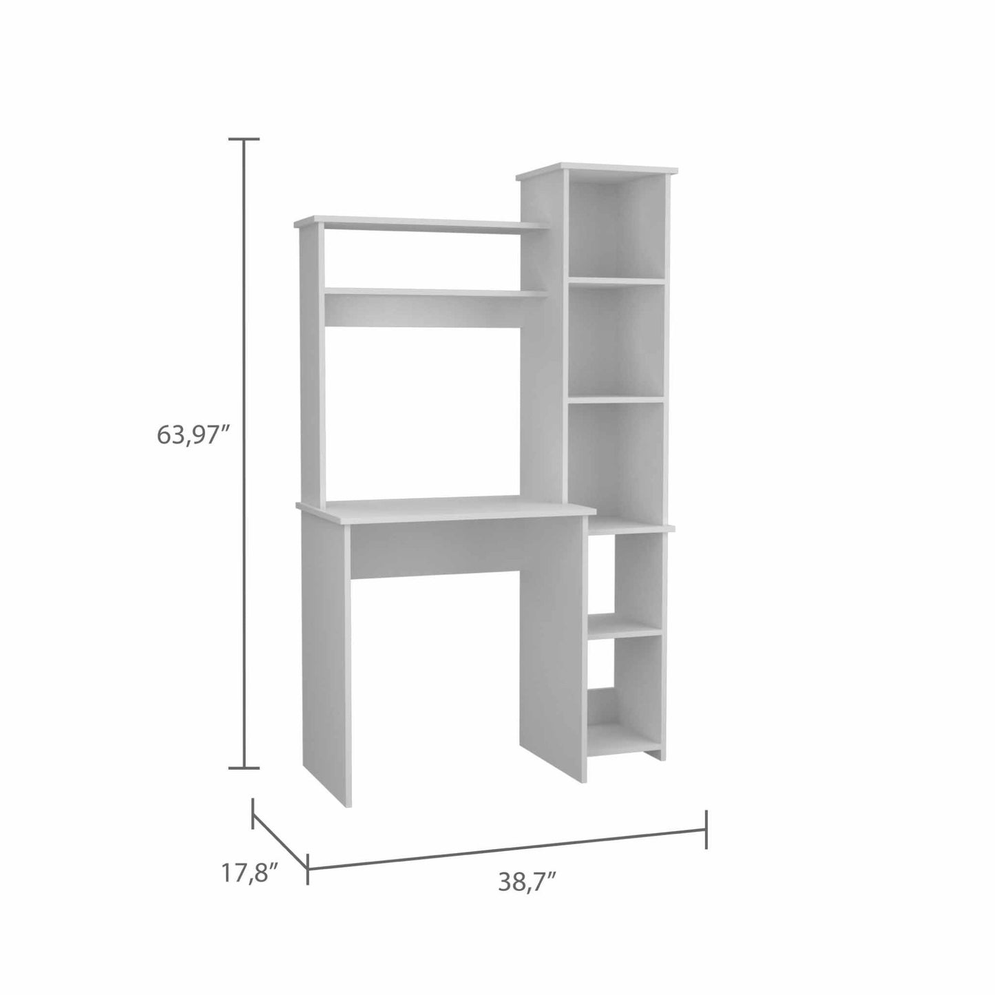 39" White Wood Writing Desk and Bookshelf Set