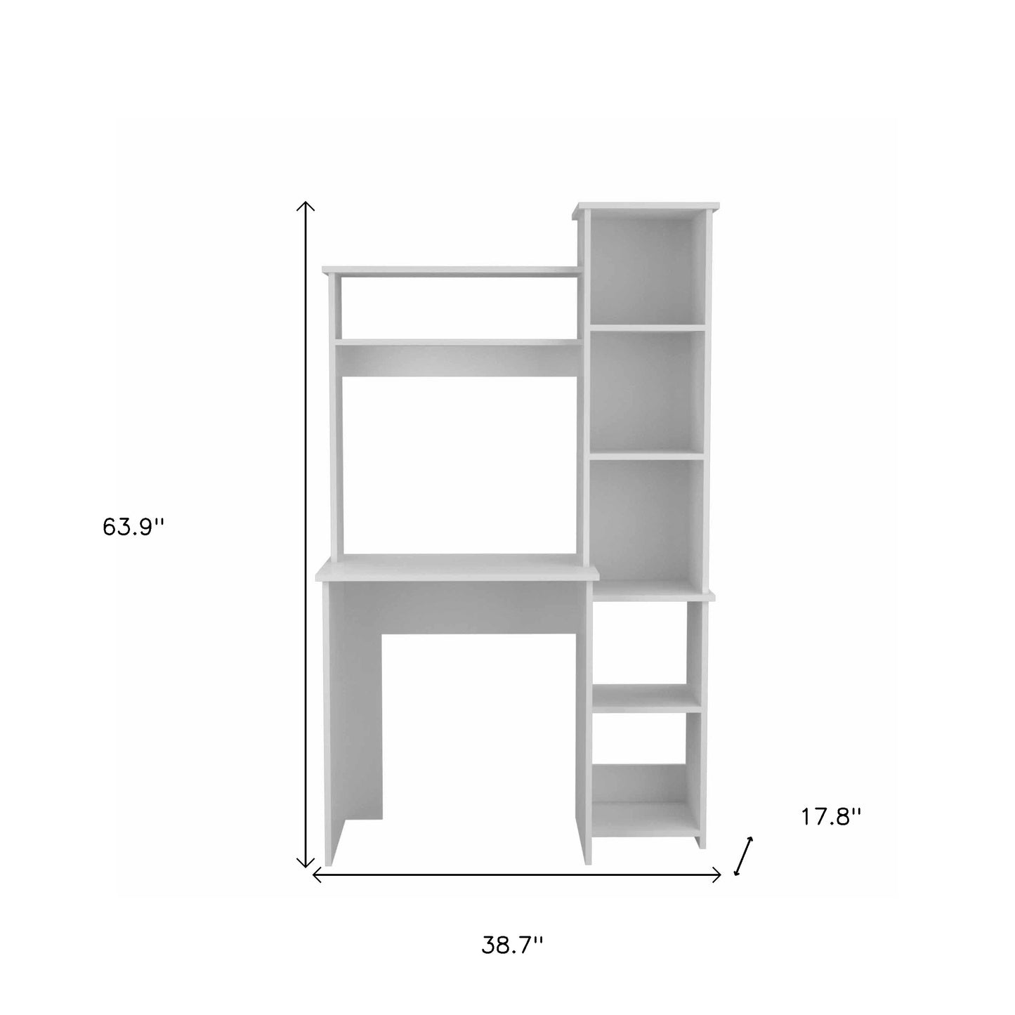 39" White Wood Writing Desk and Bookshelf Set