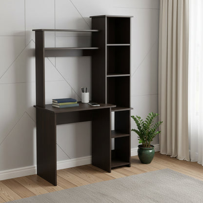 40" Black Wood Writing Desk and Bookshelf Set