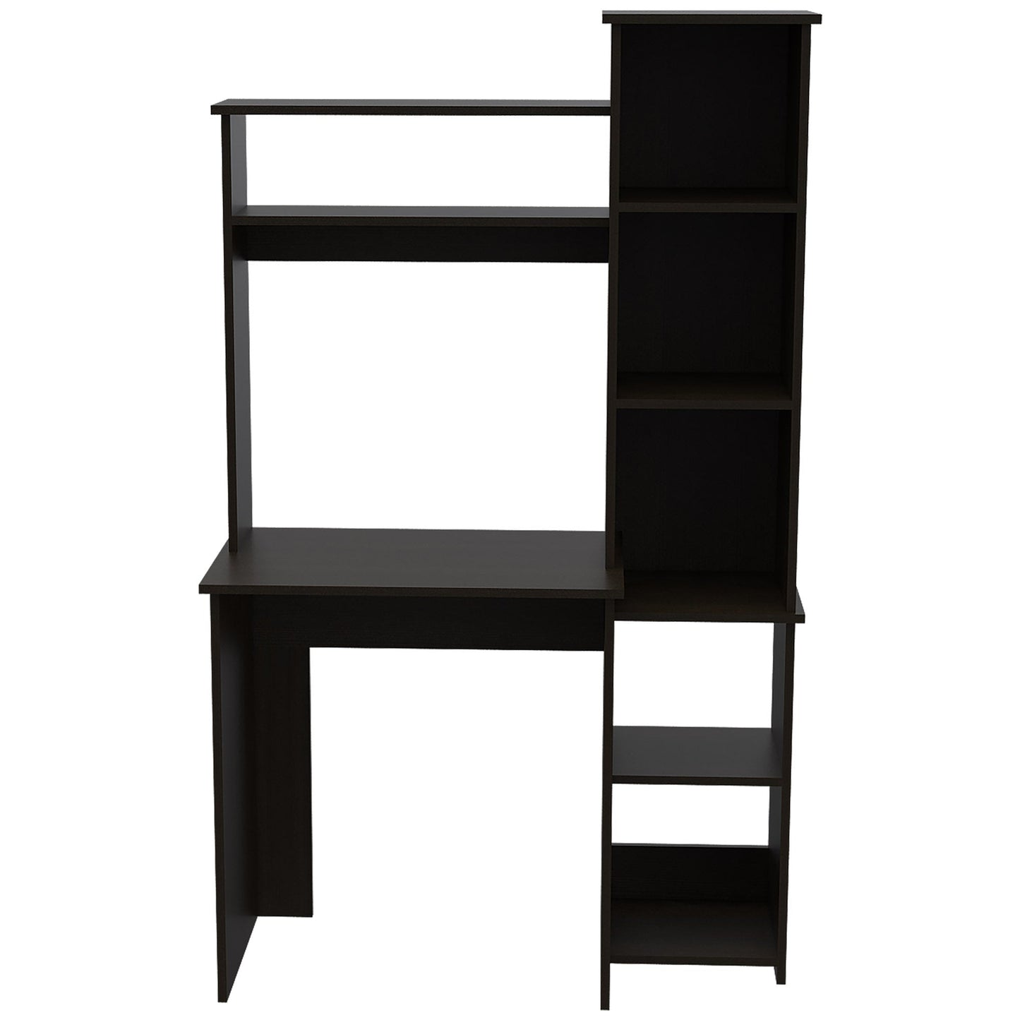 40" Black Wood Writing Desk and Bookshelf Set