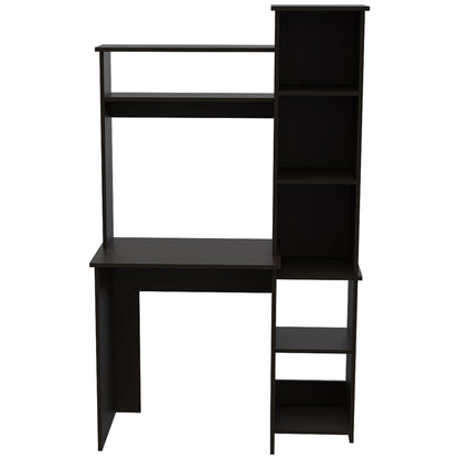 40" Black Wood Writing Desk and Bookshelf Set