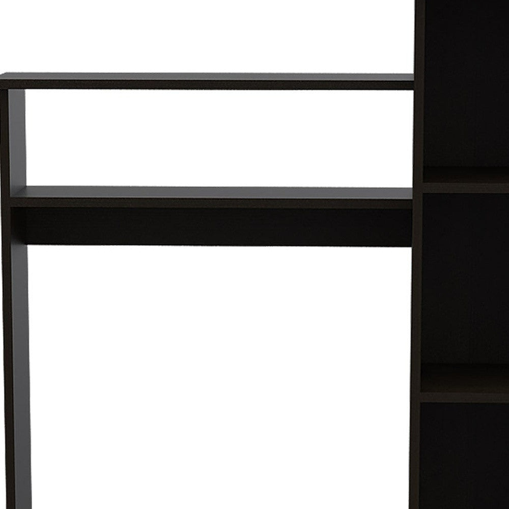 40" Black Wood Writing Desk and Bookshelf Set