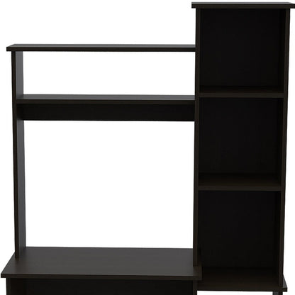 40" Black Wood Writing Desk and Bookshelf Set