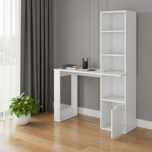 39" White Wood L Shape H-Shape Computer Desk