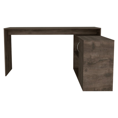 60" Dark Brown Wood L Shape Writing Desk