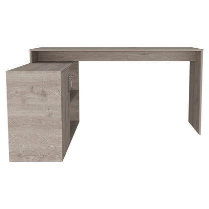 60" Light Gray Wood L Shape Writing Desk