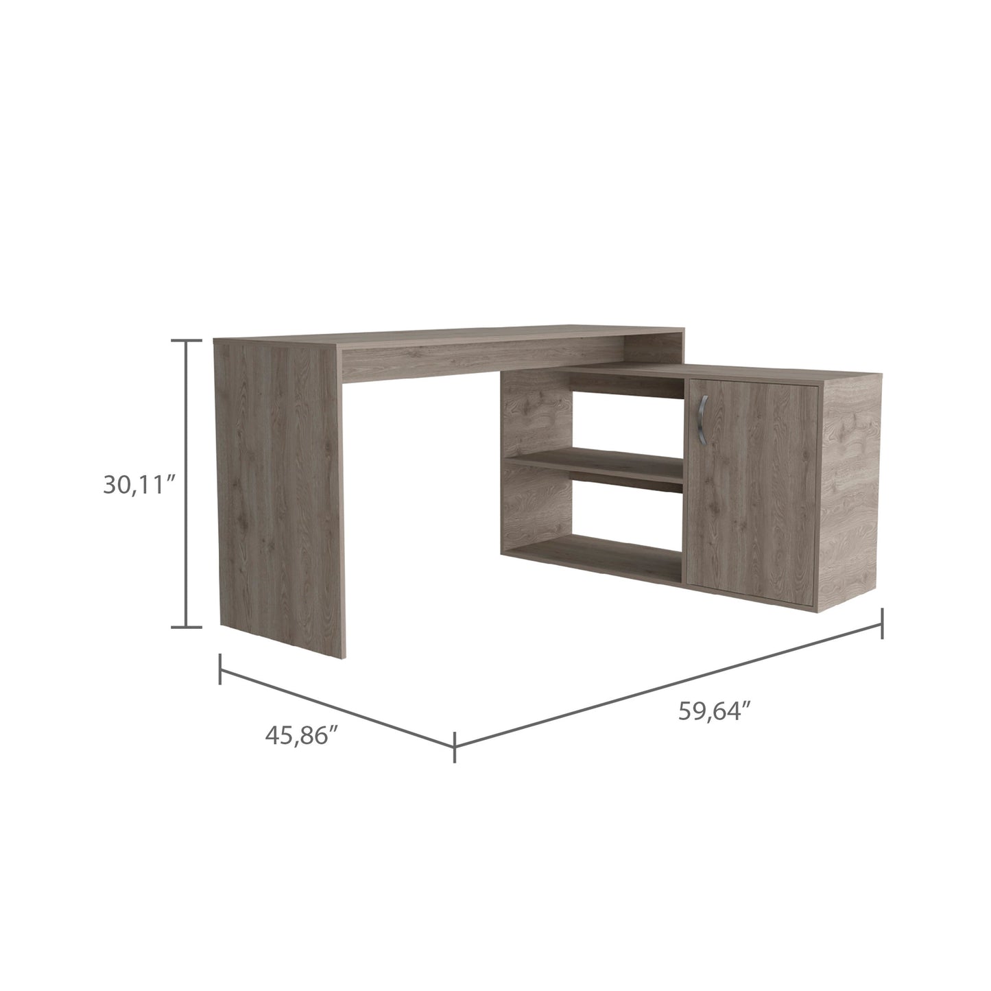 60" Light Gray Wood L Shape Writing Desk