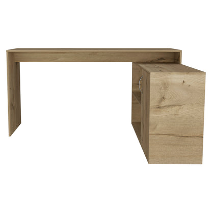 60" Oak Wood L Shape Writing Desk