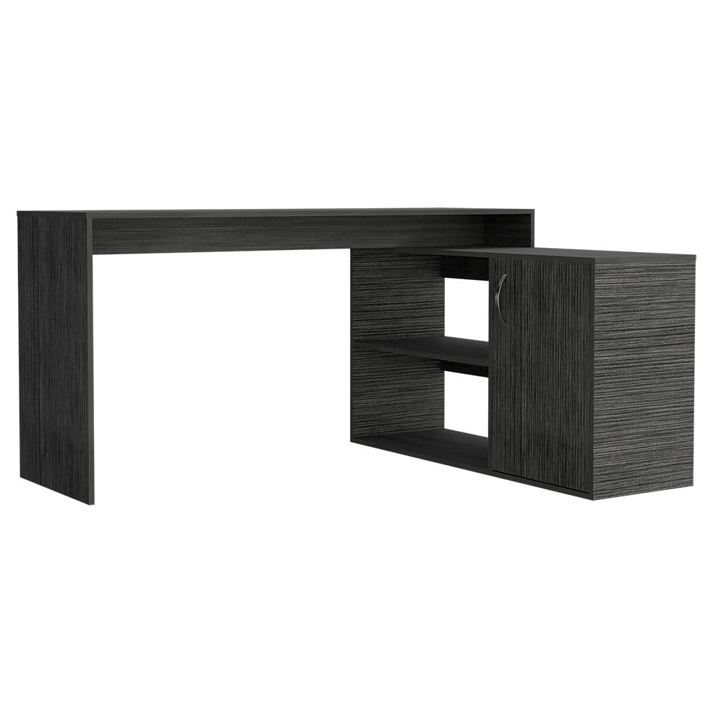 60" Dark Gray Wood L Shape Writing Desk