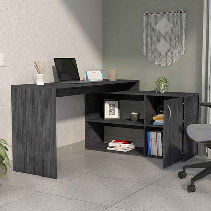 60" Dark Gray Wood L Shape Writing Desk