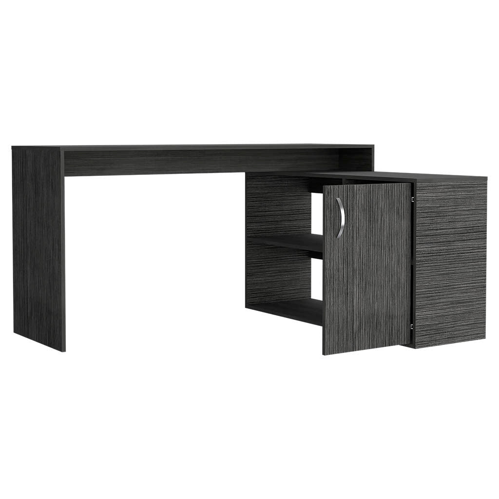 60" Dark Gray Wood L Shape Writing Desk