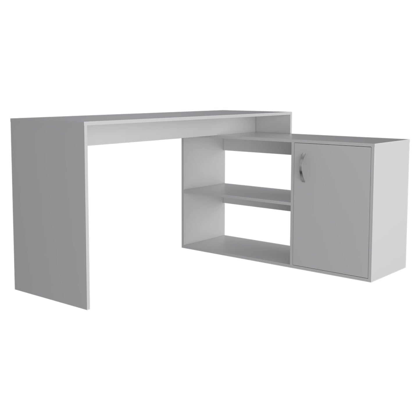 60" White Wood L Shape Writing Desk