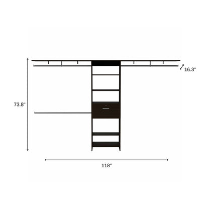 118" Black Wood Closet System
