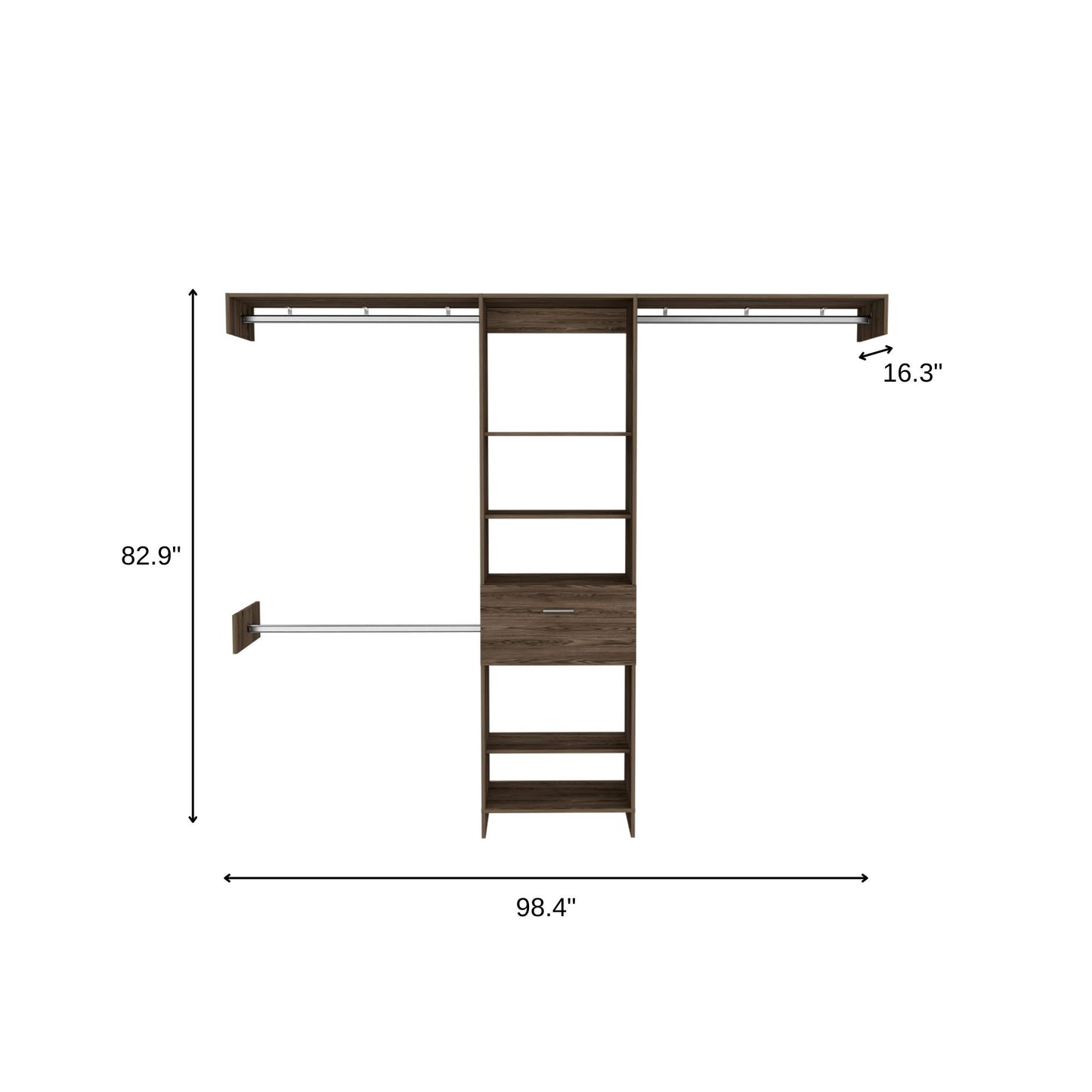 98" Brown Wood Closet System