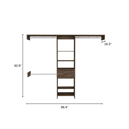 98" Brown Wood Closet System
