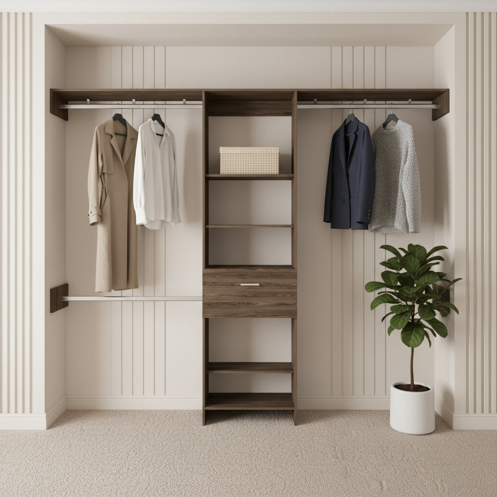 98" Brown Wood Closet System