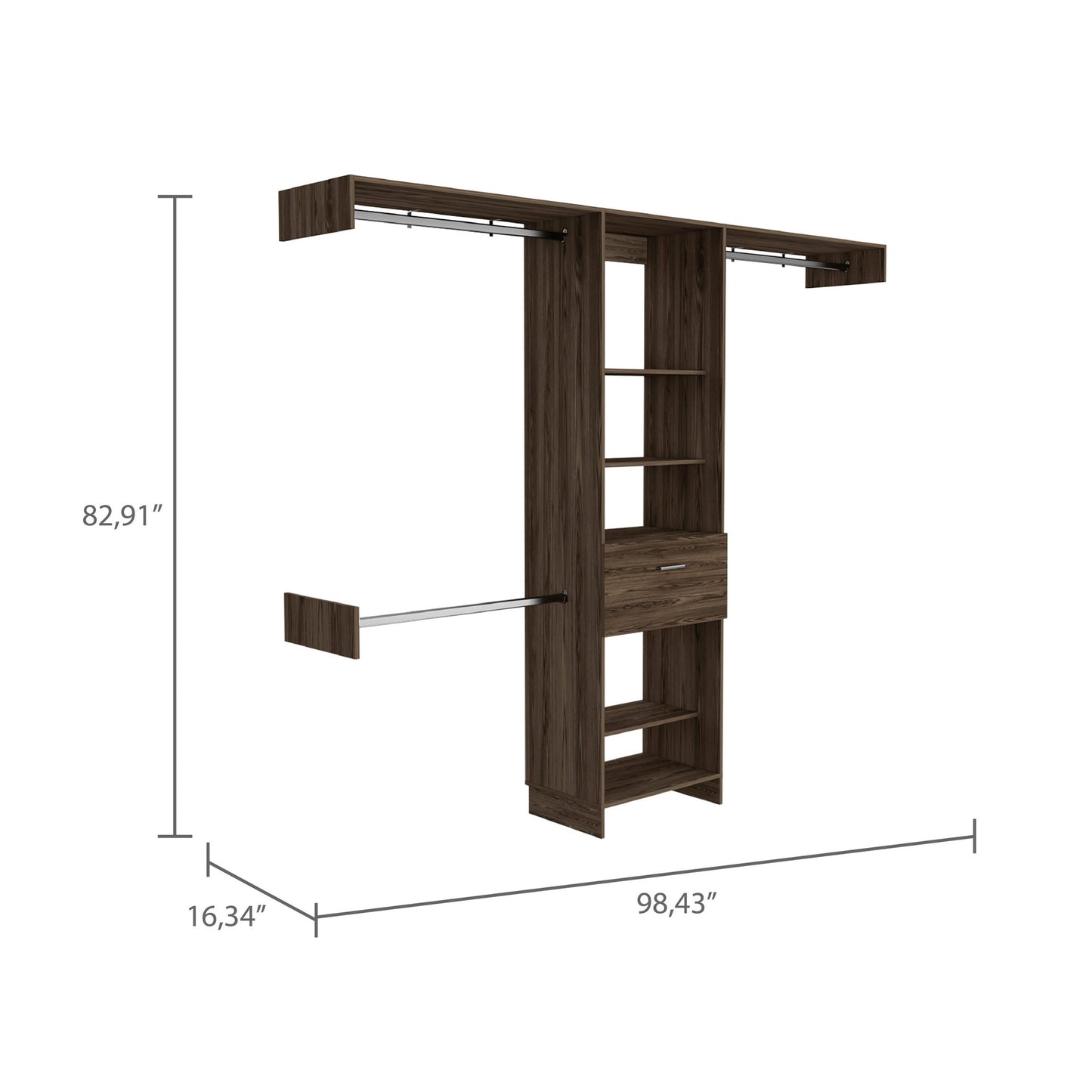 98" Brown Wood Closet System