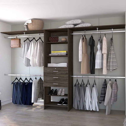 118" Dark Brown Wood Closet System