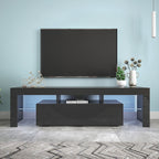 Modern Black TV Stand  20 Colors LED TV Stand W Remote Control Lights