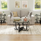 3-Piece Coffee Table Set, Tempered Glass Surface With Sturdy Metal Frame - Modern Living Room Sets 1 Coffee Table 2 End Tables, Scratch-Resistant & Easy To Clean For Small Spaces, Apartments