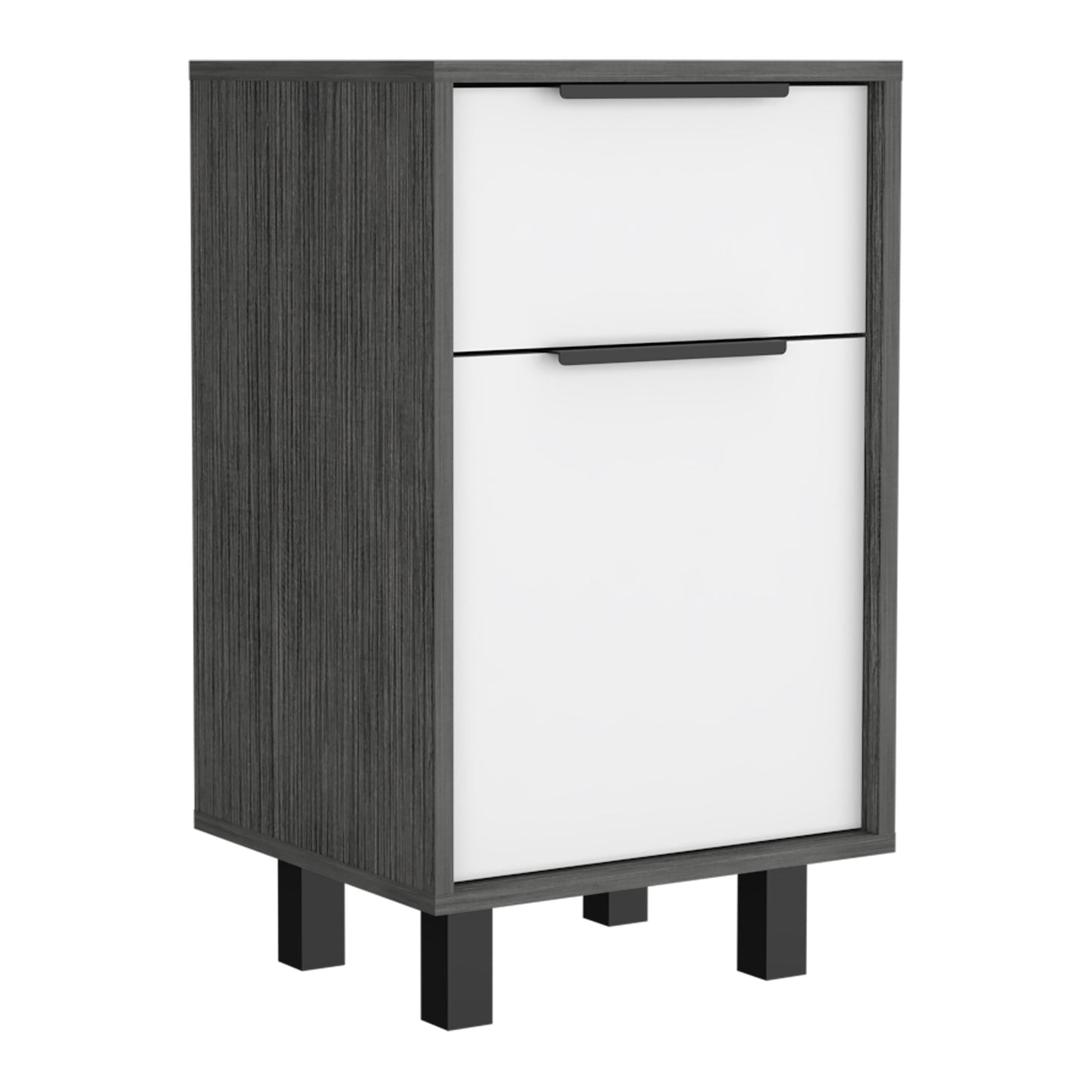 28" Gray Wood One Drawer Nightstand