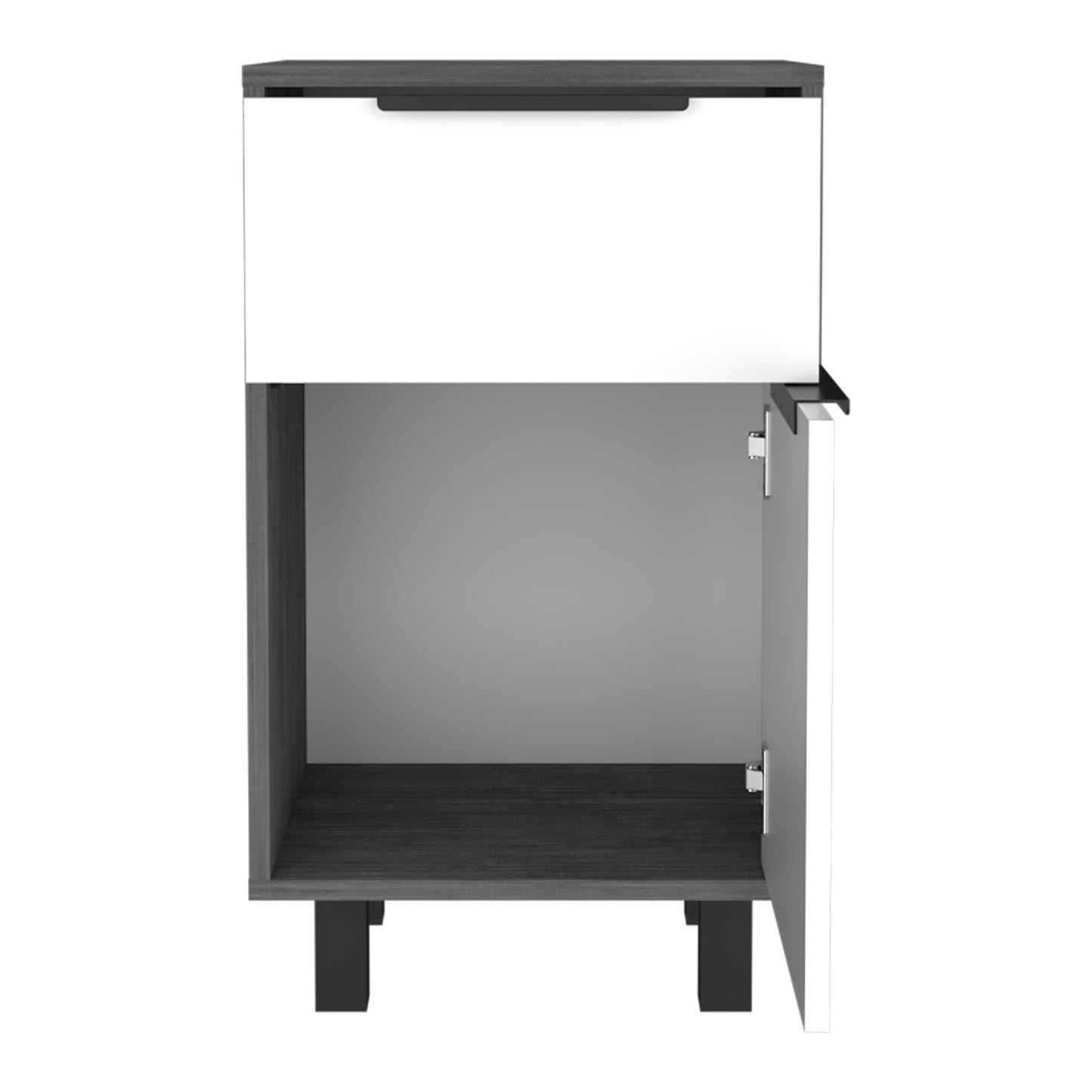 28" Gray Wood One Drawer Nightstand