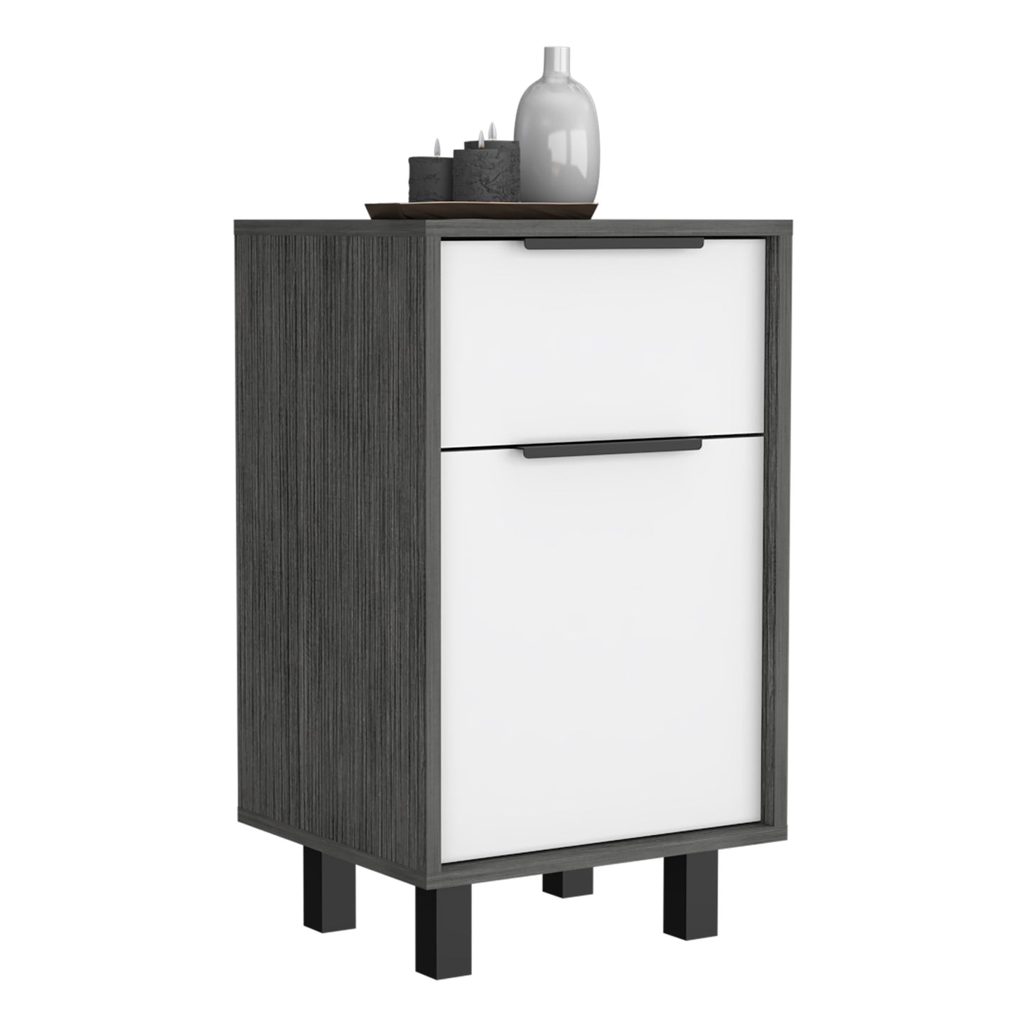 28" Gray Wood One Drawer Nightstand