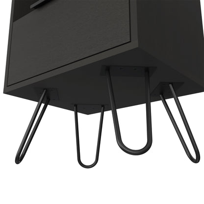 22" Black Wood Nightstand
