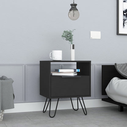 22" Black Wood Nightstand