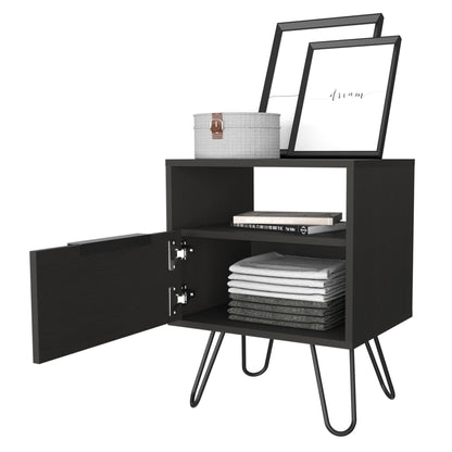 22" Black Wood Nightstand