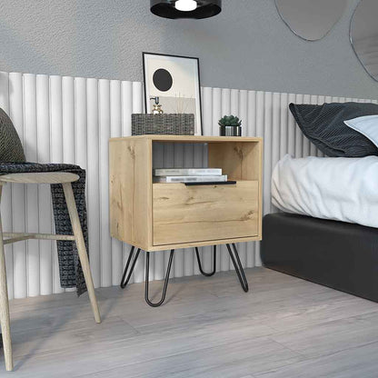 22" Beige Wood Nightstand